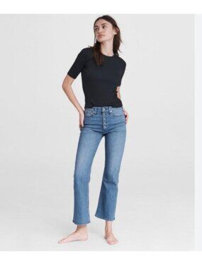rag bone Nina High Rise Ankle Flare Jean Womens 25 Brighton Wash Button Front